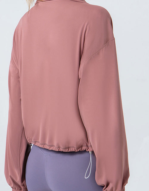 Load image into Gallery viewer, Drawstring Zip Up Dropped Shoulder Active Outerwear
