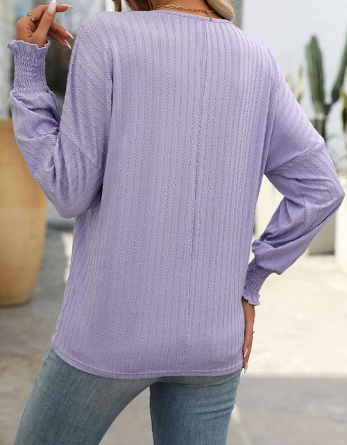 Load image into Gallery viewer, Mandy Textured Notched Lantern Sleeve T-Shirt
