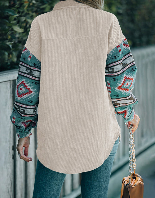 Load image into Gallery viewer, Perfee Pocketed Geometric Collared Neck Shacket
