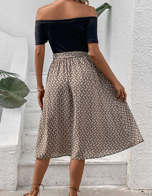 Load image into Gallery viewer, Perfee Printed Tie Belt Off-Shoulder Dress
