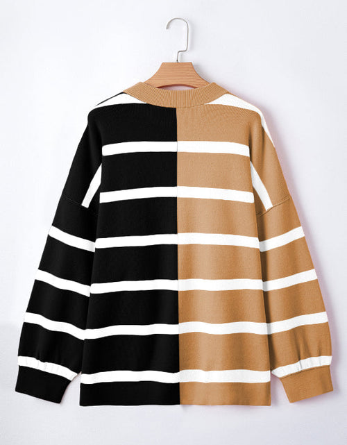 Load image into Gallery viewer, Contrast Striped Long Sleeve Sweatshirt
