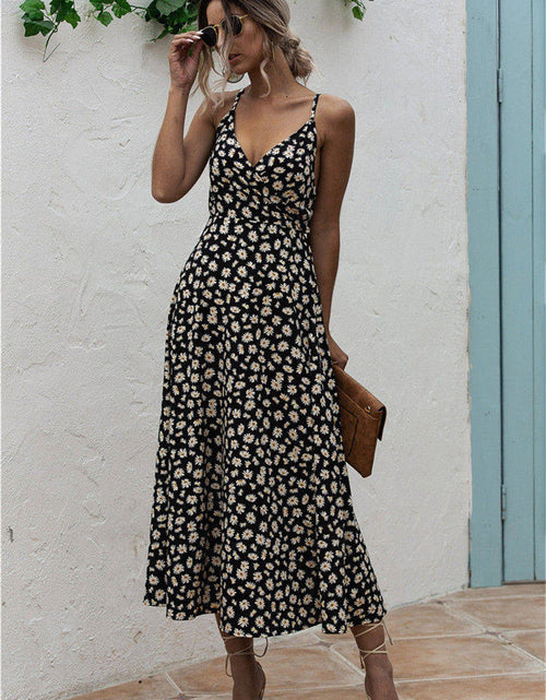 Load image into Gallery viewer, Daisy Print Surplice Midi Cami Dress
