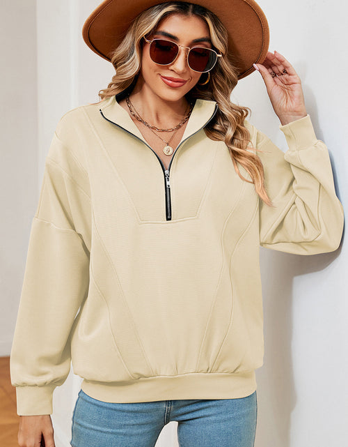 Load image into Gallery viewer, Half Zip Dropped Shoulder Sweatshirt
