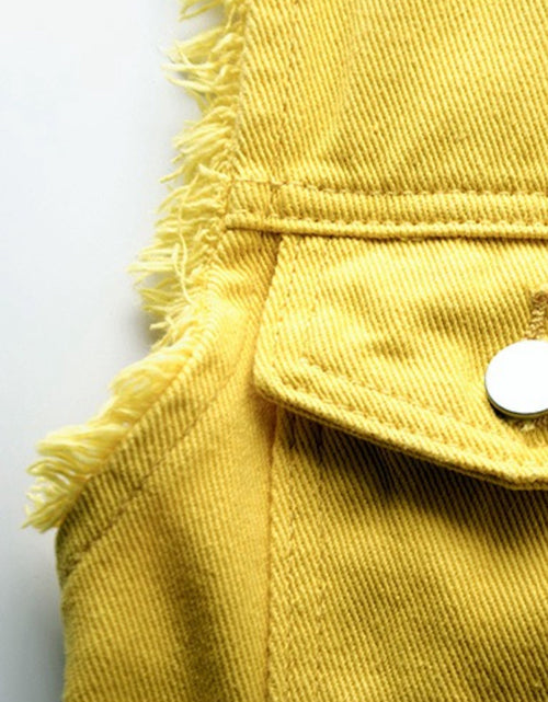 Load image into Gallery viewer, Full Size Button Down Raw Hem Sleeveless Denim Jacket Plus Size
