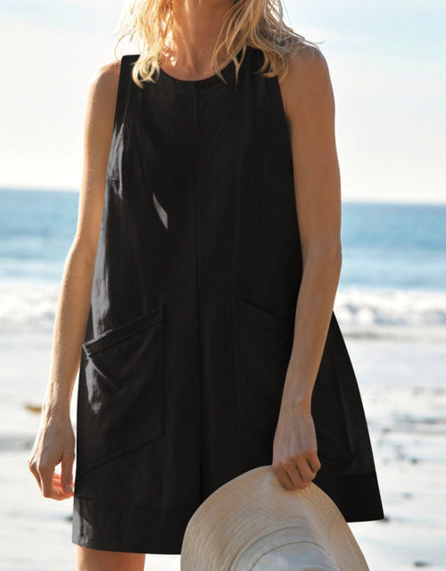 Load image into Gallery viewer, Lovelet Round Neck Sleeveless Romper with Pockets
