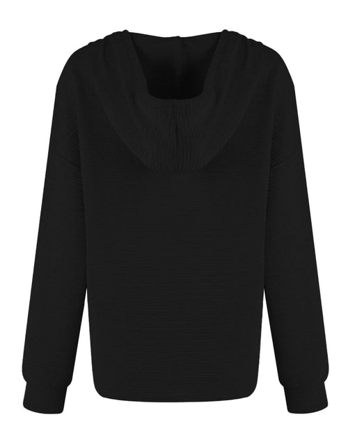 Load image into Gallery viewer, Drawstring Quarter Button Long Sleeve Hoodie
