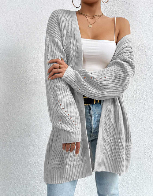 Load image into Gallery viewer, Open Front Dropped Shoulder Slit Cardigan
