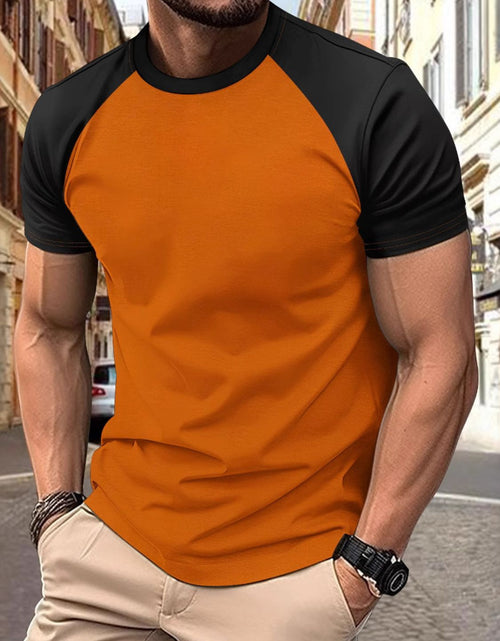 Load image into Gallery viewer, Men's Full Size Round Neck Contrast T-Shirt Plus Size
