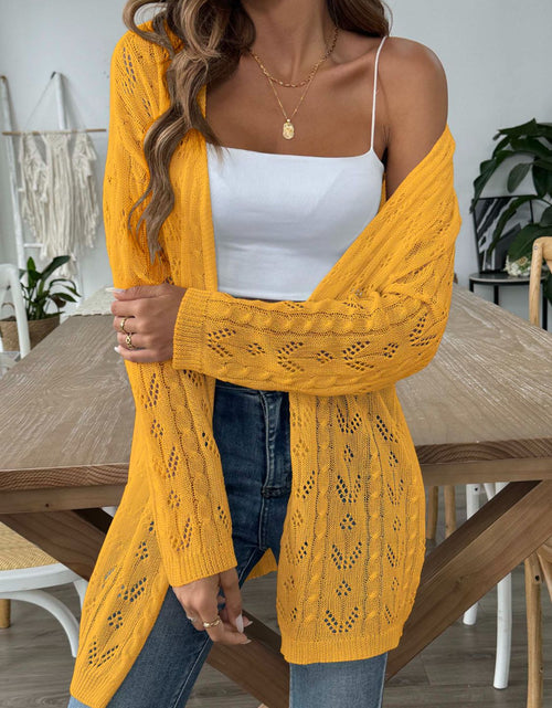 Load image into Gallery viewer, Openwork Open Front Long Sleeve Cardigan
