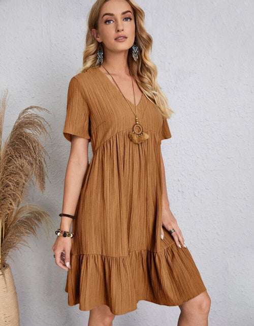Load image into Gallery viewer, Full Size V-Neck Short Sleeve Dress
