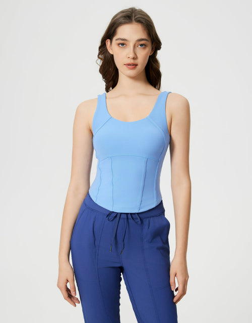 Load image into Gallery viewer, Millennia Round Neck Wide Strap Active Tank with Detachable Chest Pads
