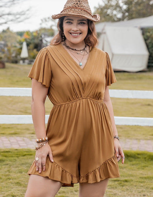 Load image into Gallery viewer, Plus Size Ruffled V-Neck Short Sleeve Romper
