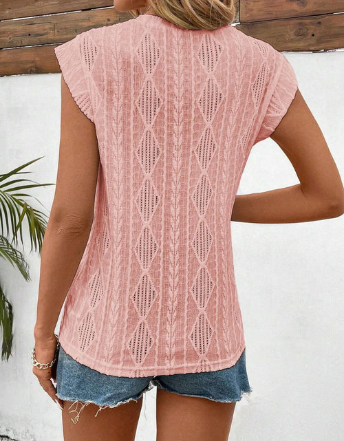 Load image into Gallery viewer, Eyelet Round Neck Cap Sleeve Top
