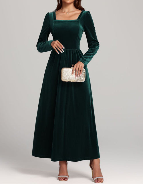 Load image into Gallery viewer, Velvet Square Neck Long Sleeve Dress
