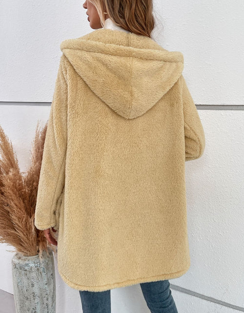 Load image into Gallery viewer, Fuzzy Button Up Hooded Jacket
