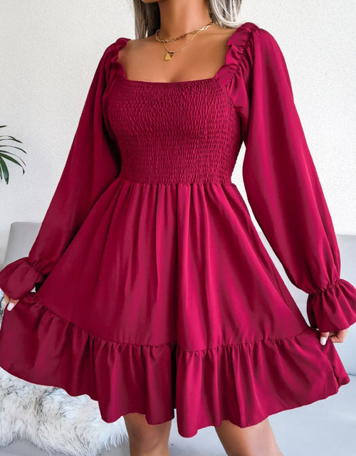 Load image into Gallery viewer, Smocked Flounce Sleeve Square Neck Dress
