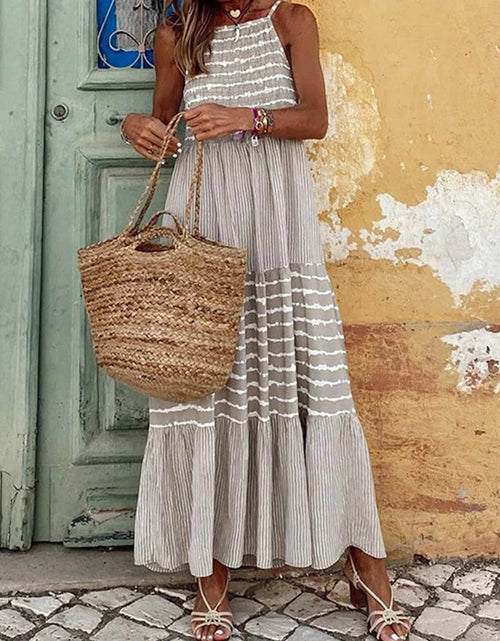 Load image into Gallery viewer, Tiered Striped Sleeveless Cami Dress
