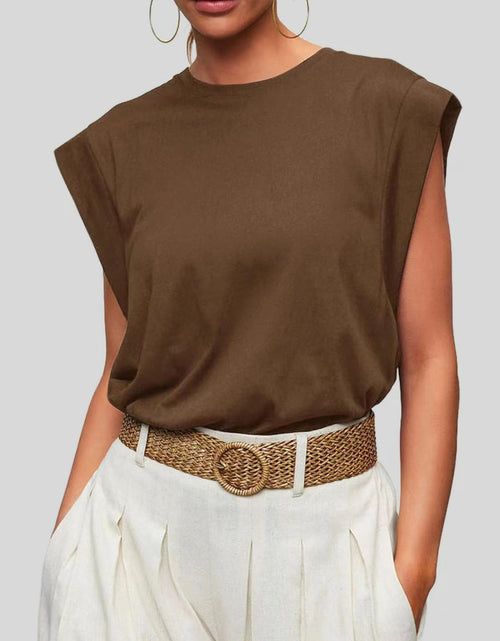 Load image into Gallery viewer, Florira Round Neck Cap Sleeve T-Shirt
