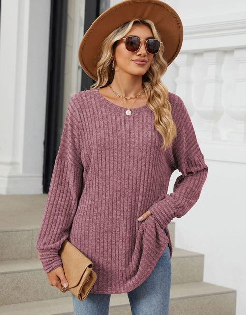 Load image into Gallery viewer, Ribbed Round Neck Long Sleeve T-Shirt
