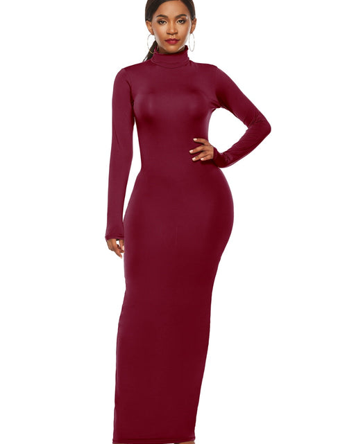 Load image into Gallery viewer, Mock Neck Long Sleeve Maxi Slim Dress
