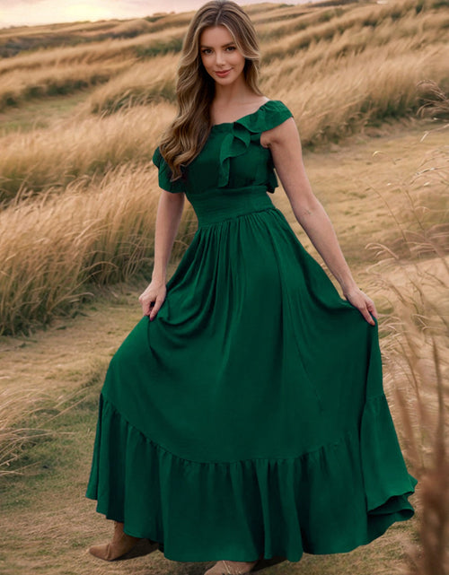 Load image into Gallery viewer, Ruffled Smocked Square Neck Maxi Dress
