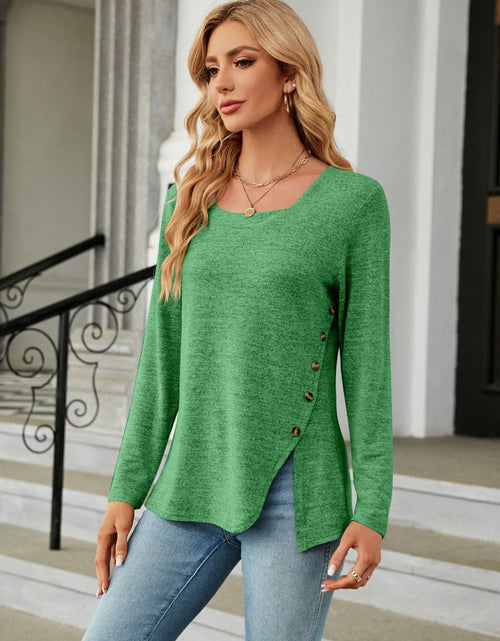 Load image into Gallery viewer, Square Neck Long Sleeve Slit T-Shirt
