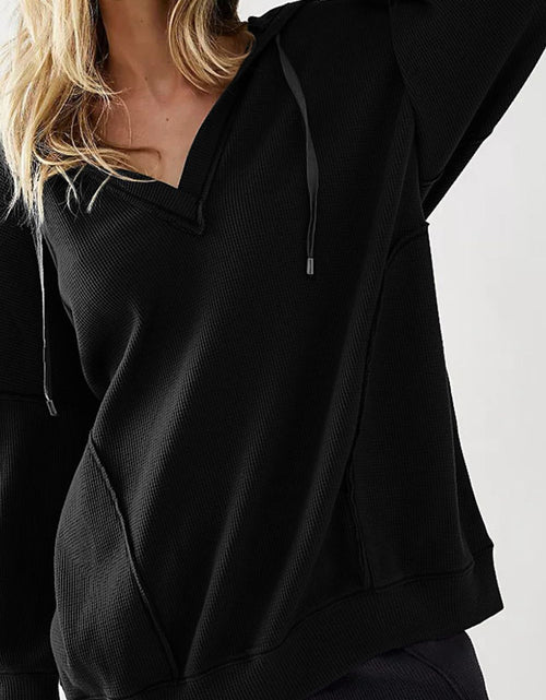 Load image into Gallery viewer, Exposed Seam Drawstring Long Sleeve Hoodie
