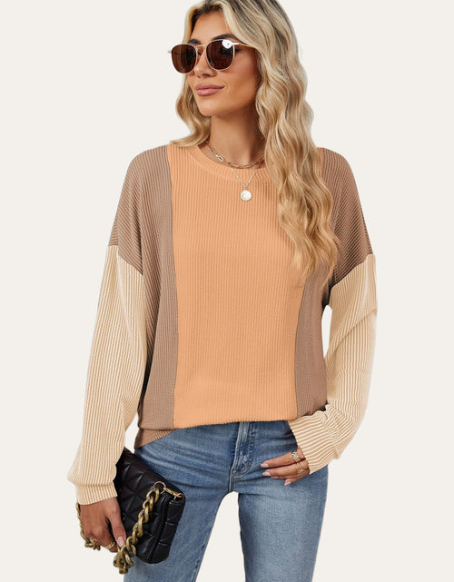 Load image into Gallery viewer, Double Take Texture Contrast Round Neck Long Sleeve T-Shirt
