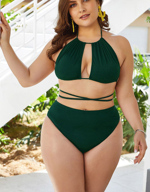 Load image into Gallery viewer, Plus Size Cutout Tied Backless Bikini Set
