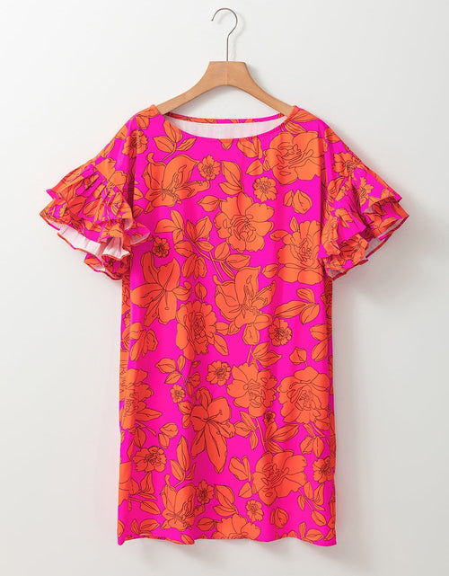 Load image into Gallery viewer, Ruffled Printed Short Sleeve Mini Dress
