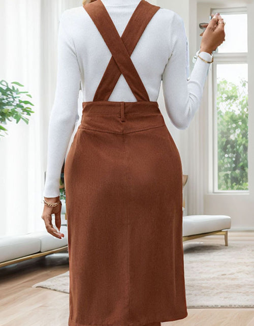 Load image into Gallery viewer, Perfee Slit Overall Dress with Pockets
