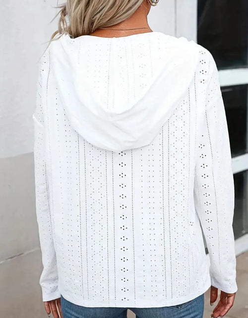 Load image into Gallery viewer, Drawstring Eyelet Long Sleeve Hoodie
