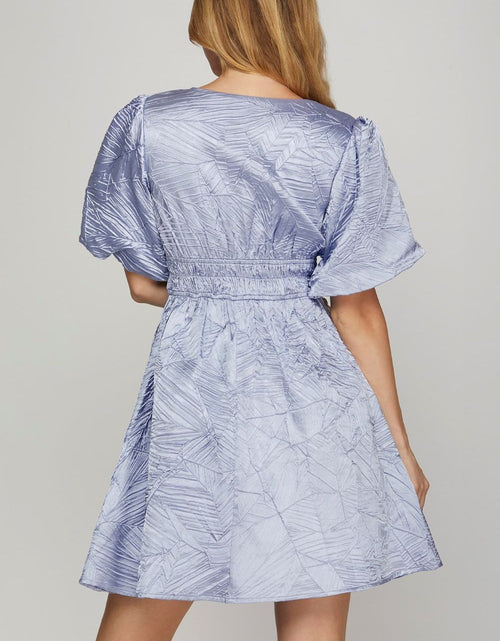 Load image into Gallery viewer, She + Sky Crinkle Woven V-Neck Balloon Sleeve Mini Dress
