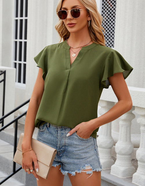 Load image into Gallery viewer, Notched Cap Sleeve T-Shirt
