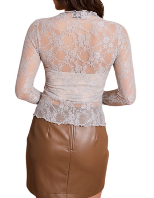Load image into Gallery viewer, Lace Mock Neck Long Sleeve Top
