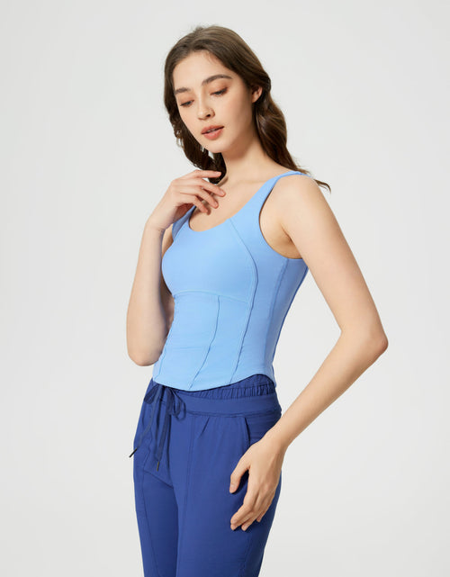 Load image into Gallery viewer, Millennia Round Neck Wide Strap Active Tank with Detachable Chest Pads
