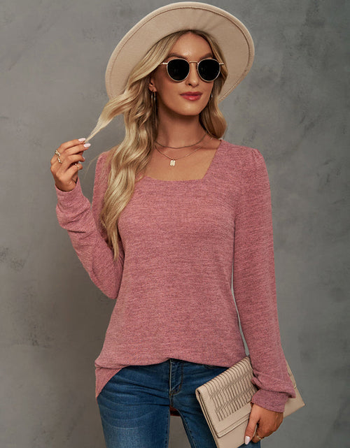 Load image into Gallery viewer, Heathered Square Neck Long Sleeve T-Shirt
