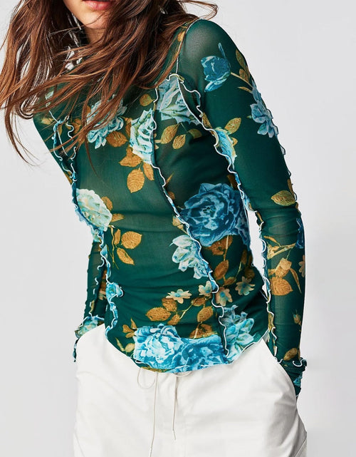 Load image into Gallery viewer, Floral Mock Neck Long Sleeve Top
