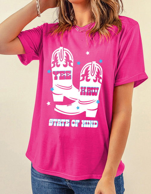 Load image into Gallery viewer, Graphic Round Neck Short Sleeve T-Shirt
