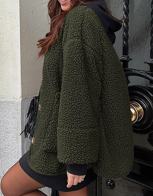 Load image into Gallery viewer, Contrast Button Up Sherpa Jacket with Pockets

