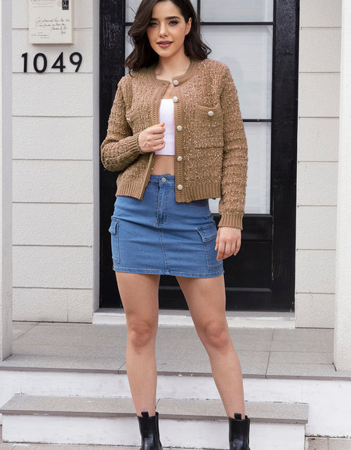 Load image into Gallery viewer, Button Up Round Neck Cardigan

