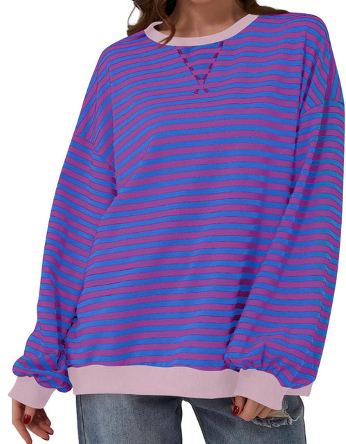 Load image into Gallery viewer, Lovelet Contrast Striped Long Sleeve Sweatshirt
