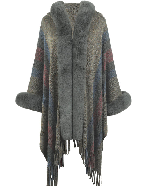 Load image into Gallery viewer, Color Block Fringe Detail Poncho
