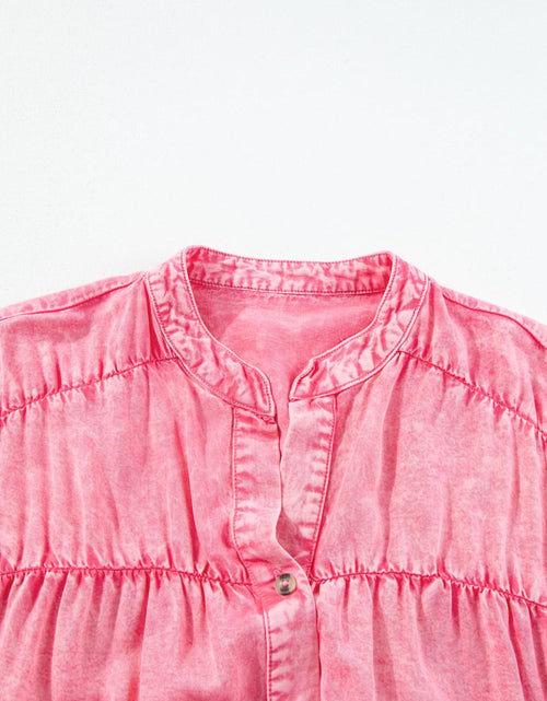 Load image into Gallery viewer, Ruffled Short Sleeve Buttoned Denim Mini Dress
