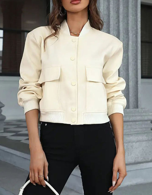 Load image into Gallery viewer, Pocketed Snap Down Baseball Collar Jacket
