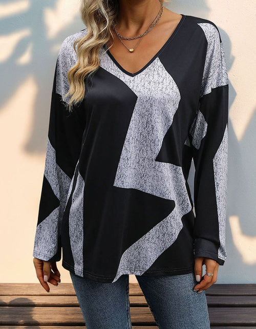 Load image into Gallery viewer, Perfee Color Block V-Neck Long Sleeve T-Shirt
