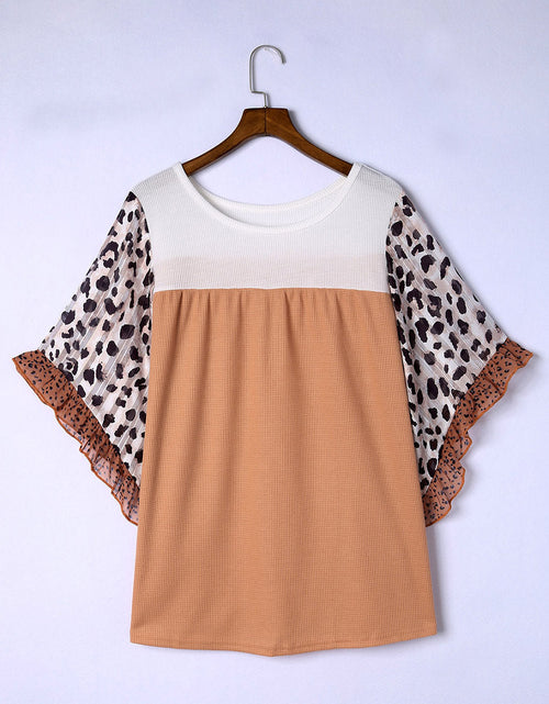 Load image into Gallery viewer, Plus Size Printed Color Block Ruffled Blouse
