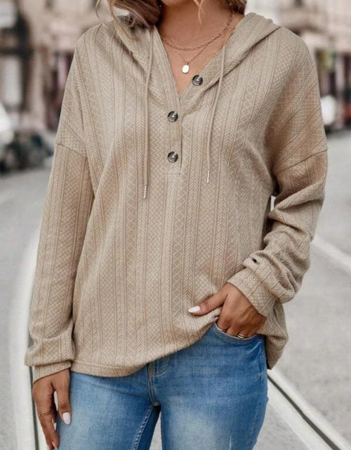 Load image into Gallery viewer, Drawstring Dropped Shoulder Long Sleeve Hoodie
