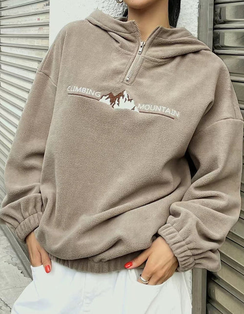 Load image into Gallery viewer, Mountain Quarter Zip Long Sleeve Hoodie
