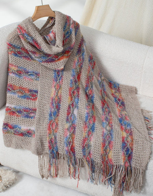 Load image into Gallery viewer, Fringe Contrast Hooded Poncho
